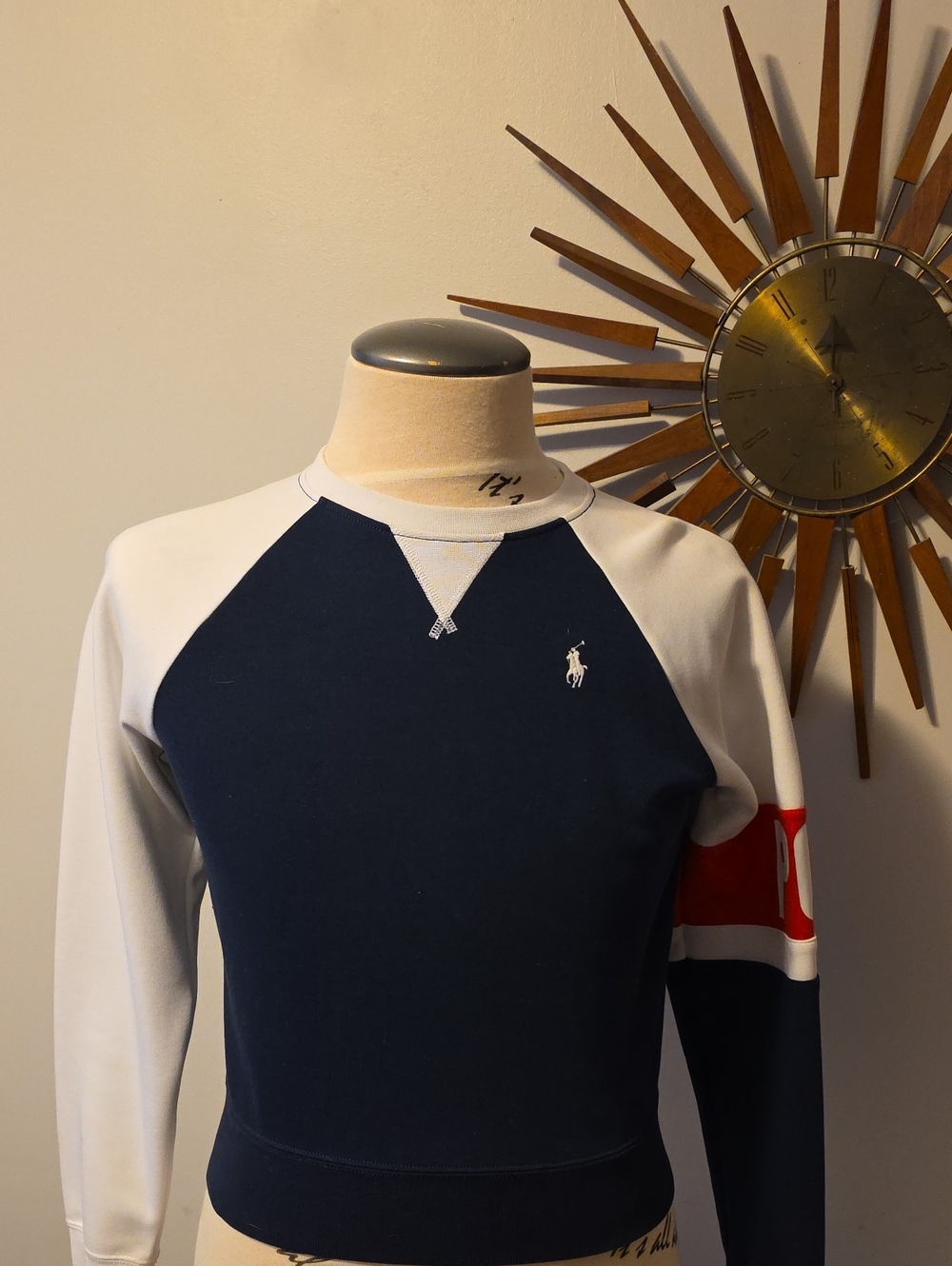 Polo by Ralph Lauren Navy, White & Red Raglan Sweatshirt